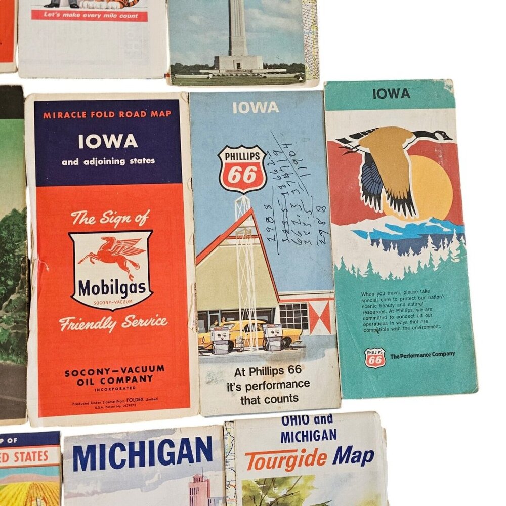 Vintage 60s 70s Fold up Road maps USA Midwest Paper GPS Houston Upcycle Crafts‎ - Picture 2 of 9